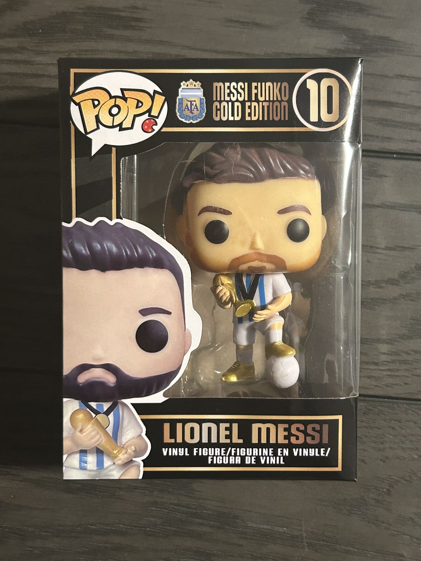 Lionel Messi Funko Pop Gold Edition #10 World Cup Qatar 2022 FIFA White Kit