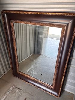 Mirror-Brown Antique Large- Bronze Detailing
