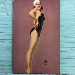 Rare Vintage/Antique Risqué Pin Up Girl 1940s Card/Postcard GC 3.5 x 5.5