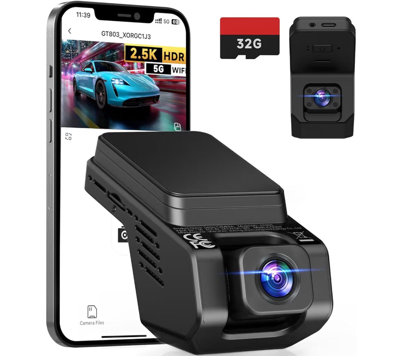 Dash Cam Front and Inside, 2.5K+1080P Dual Camera for Cars, Hidden Car Camera Front and Interior with Super Night Vision, 4 IR LEDs, G-Sensor, 24H Par