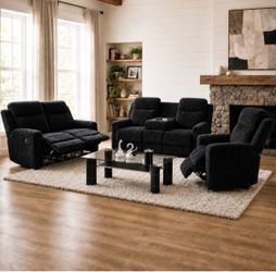 NEW 3pc RECLINING SOFA LOVESEAT AND RECLINER WITH FREE DELIVERY PAY ON DELIVERY