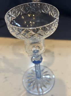 Webb Glassworks Blue Tinged Clear Crystal Candle Sticks