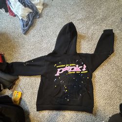 Pink Sp5der Hoodie Large
