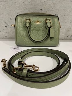 NWT Coach Mini Rowan Crossbody Bag In Signature Leather Pistachio