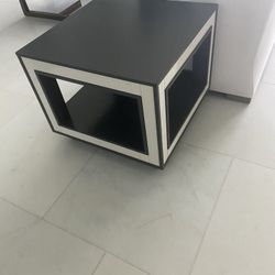 Modern End Table Wood And Acrylic Restoration Hardware