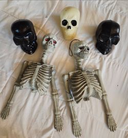 Skeletons & Skulls Halloween Spooky Decorations, Plastic