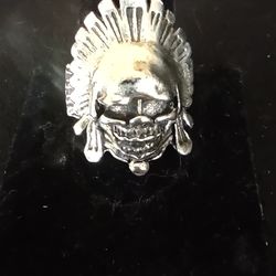 Biker Skull Ring Indian Chief