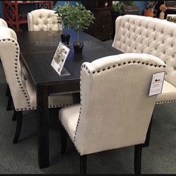 6 Pc Wingback Dining Table Set Brand New In Box 