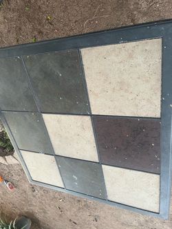 Outdoor Patio Furniture Tile & Metal Three Piece Set