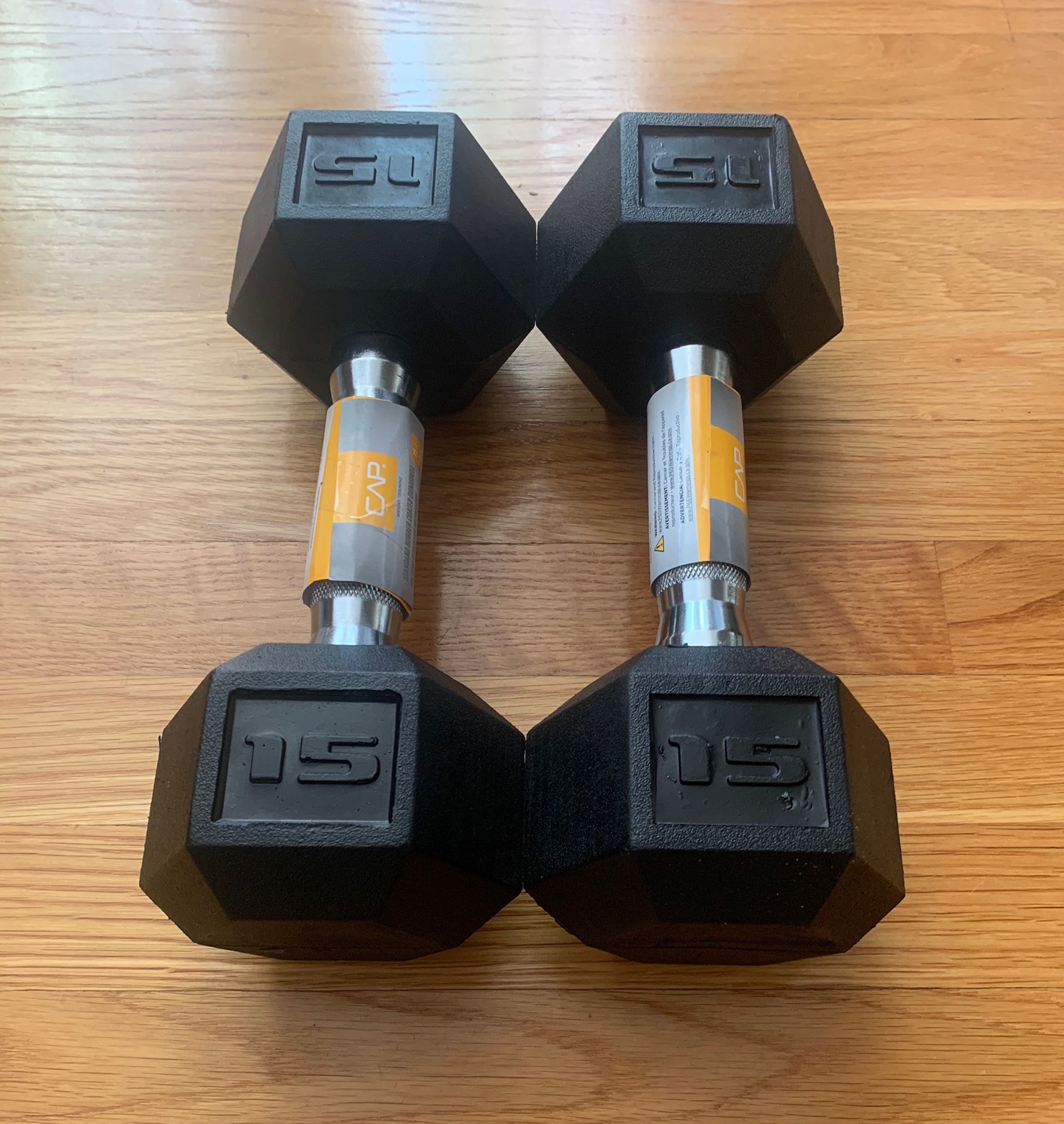 New 15lb Rubber Dumbbell Set