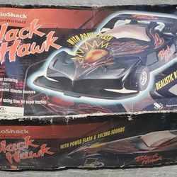 1998 RadioShack Remote Controlled Black Hawk Racecar with Box 