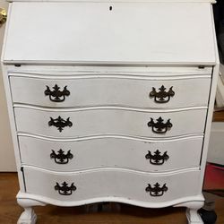  White Secretary Desk W/Fold Down Top