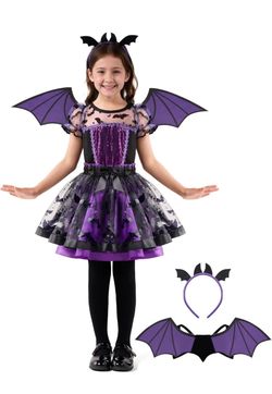 New! Girls Halloween Bat Costume Set
