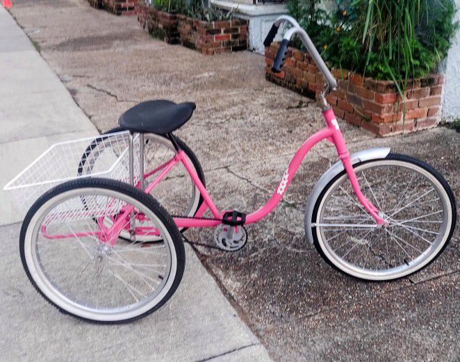Restored Adult Tricycle 26"  Pink W/ Reflective Butterflies New Tubes, Tires,  Chain 