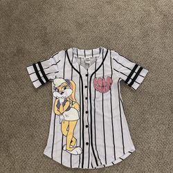  Lola Bunny Space Jam Looney Tunes Baseball Jersey Shirt Sz L