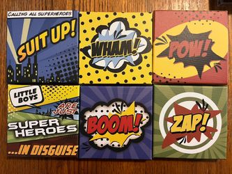 Superhero Canvas Wall Art 6 Piece Set