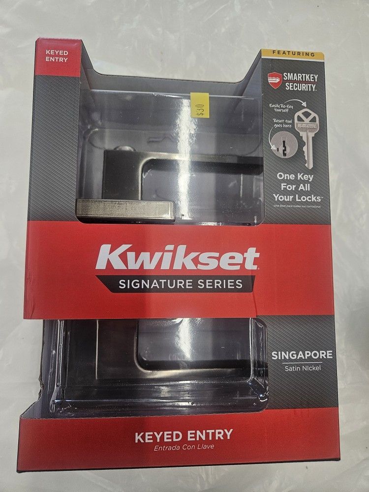 KWIKSET satin Nickel Rectangular Keyed Entry Door