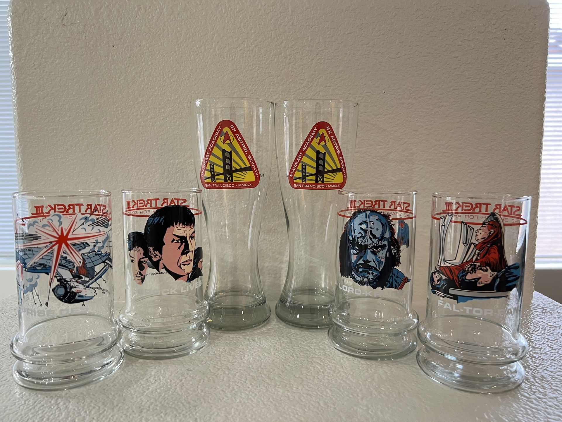 Star Trek 3 “The Search For Spock” Vintage 1984 Taco Bell Prom + Star fleet Academy Glasses