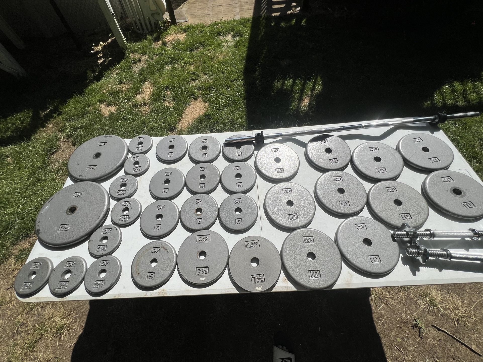 Weight set with dumbbells and ez curl barbell