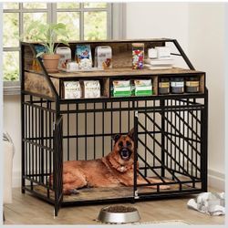 43 Inch Heavy Duty Wooden Dog Crate with Divider