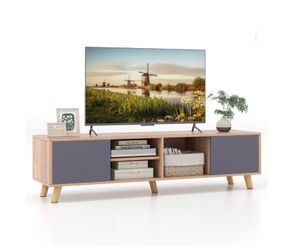 Gymax TV Stand for TVs up to 65" Modern Rustic TV Cabinet w/ Open Shelf TV Console Table