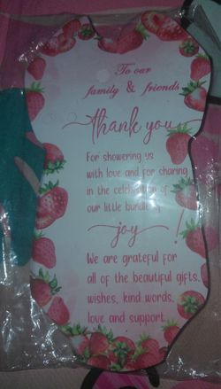 Strawberry Themed Baby Shower Thank You Cards - 30ct