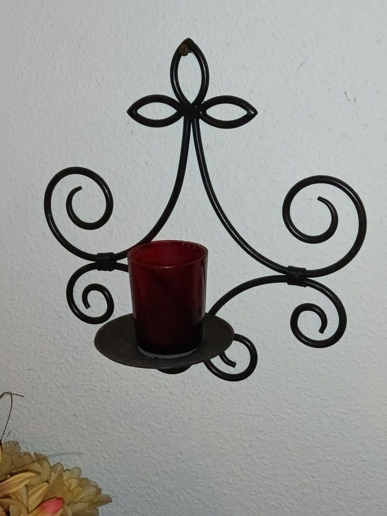 Wrought Iron Wall Art Candle Holders