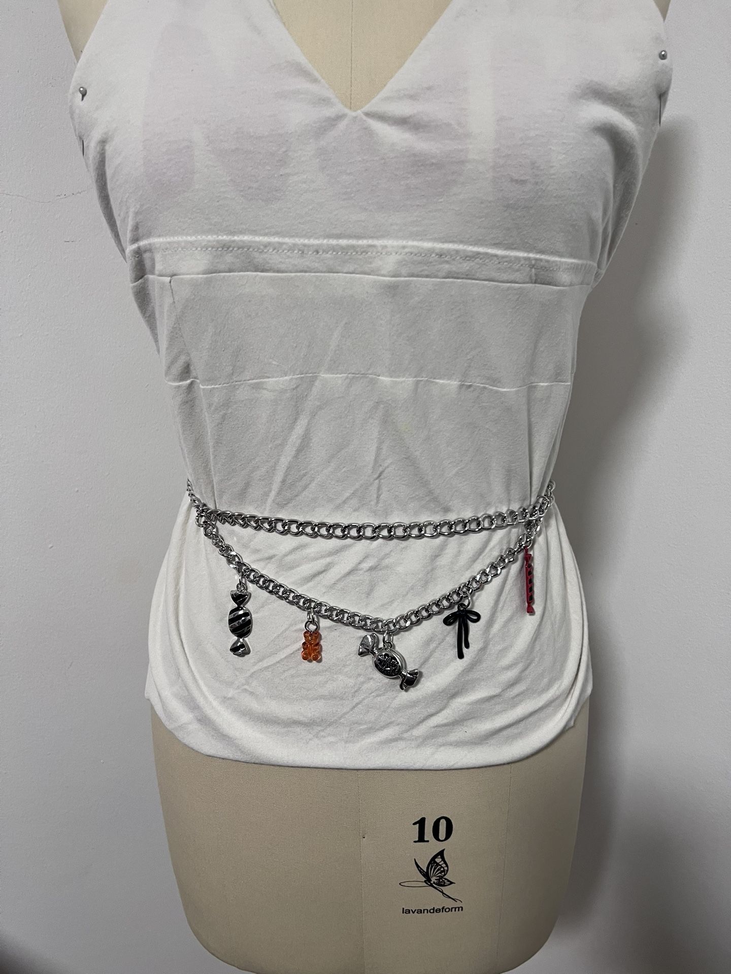 Silver Candy Charmes Belt By Betsy Johnson New!