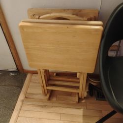5 Piece TV Tray Wood Set