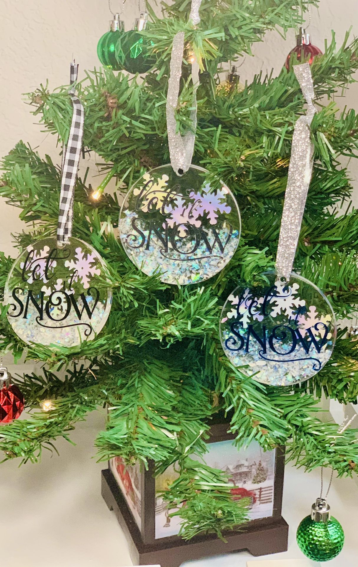 Let It Snow Ornaments With Iridescent Snowflakes