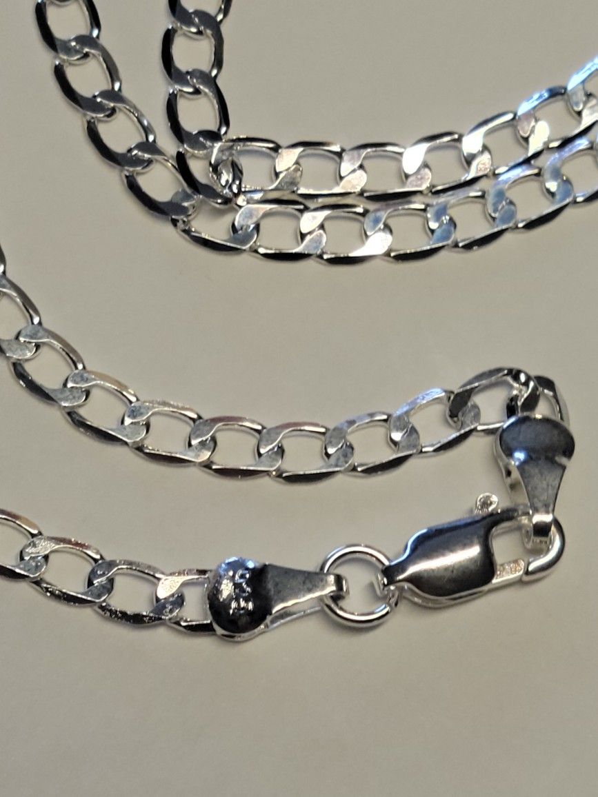 925 Silver Cuban Link Necklace 24" Long (4mm Thick)