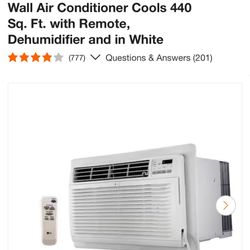 LG 9,800 BTU 115V Through-the-Wall Air Conditioner Cools 440 Sq. Ft. with Remote, Dehumidifier and in White