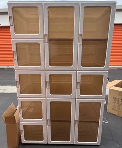 MAYIBOX portable wardrobe, foldable wardrobe storage 15 compartments, 11 doors, full grid, magnetic