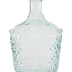 NEW Deco 79 Recycled Glass Decorative Vase Spanish Bottle Centerpiece Vase with Bubble Texture