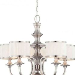 BRAND NEW NUVO 60/4735 Five Light Chandelier, Unknown, Pwt, Nckl, B/S, Slvr

