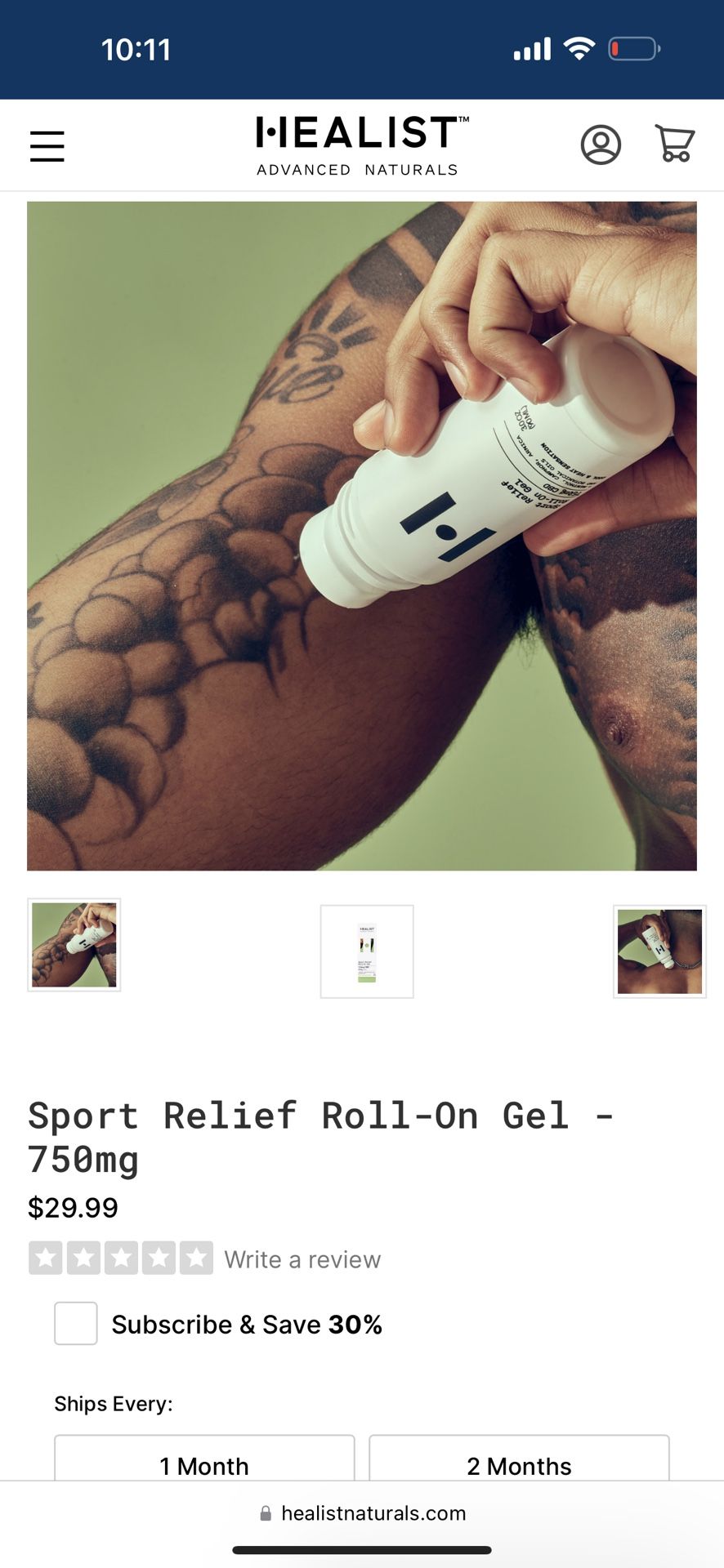 HEALIST NATURALS SPORT RELIEF ROLL ON GEL