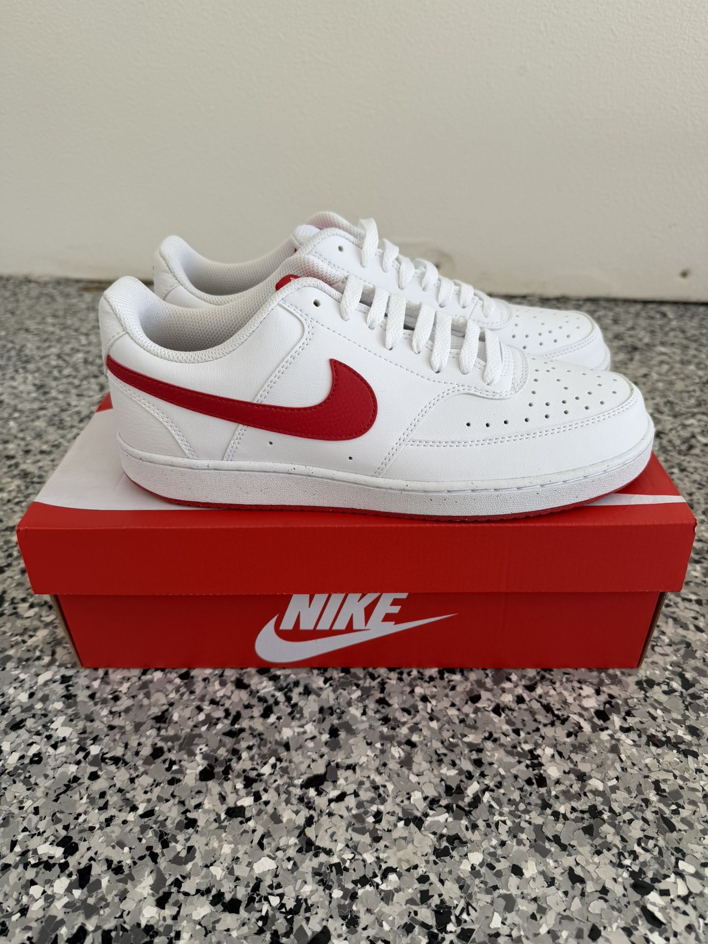 Nike Mens Shoes, Red And White - Court Vision Low