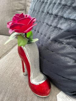 Red High Heel Flower Vase