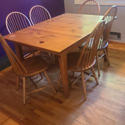 Solid Wood Dining Table With Chair 
