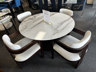 Marble Dining Set + 4 Wood Chairs 🪑 Same Day Delivery 📦 Low Down
