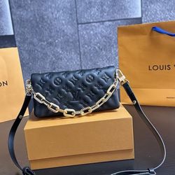 Black Leather Coussin Chain Bag Crossbody Bag Shoulder Bag 