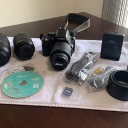 Nikon D5100 Camera w/3 lenses