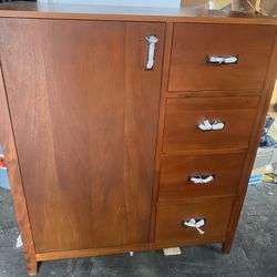 New Dresser Chest Cabinet With 4 Drawers Door Shelf 