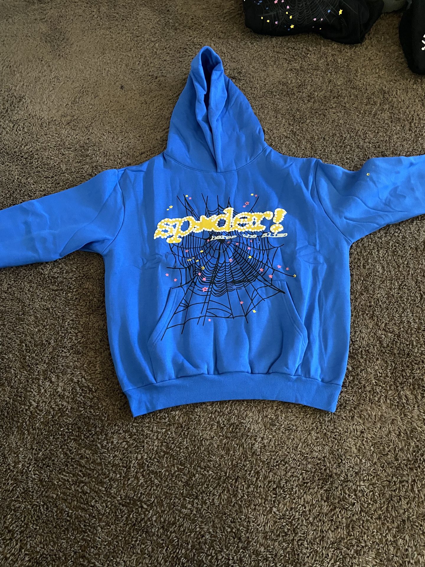 Large black and yellow sp5der hoodie
