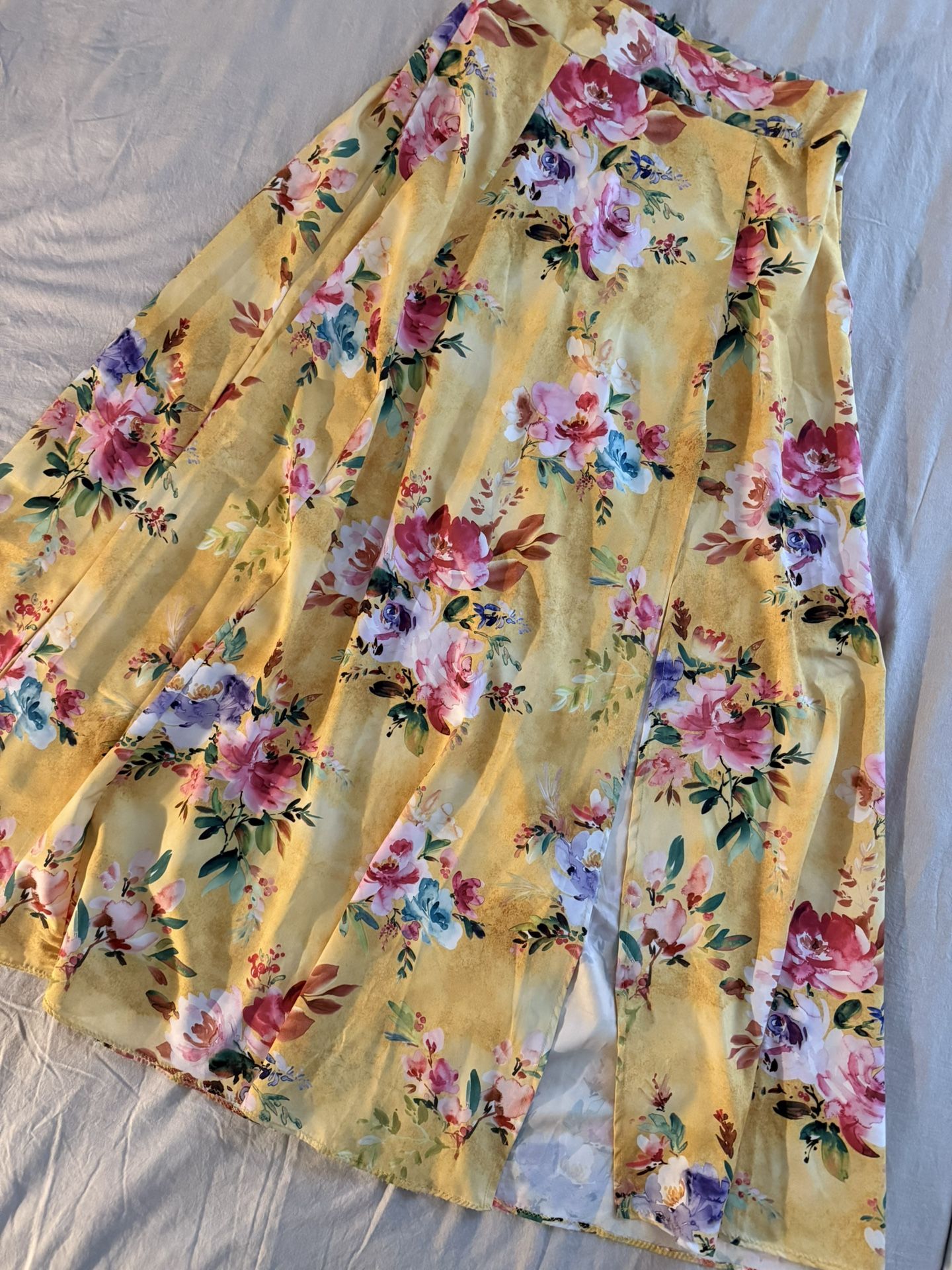 Handmade Floral Skirt with Front Side Slit — Worn Once