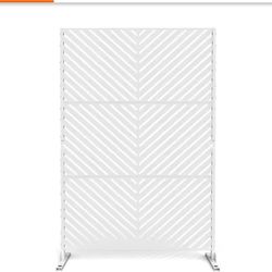 UIXE 76 in. Galvanized Steel Garden Fence Outdoor Privacy Screen Garden Screen Panels in White