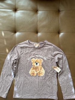 Buttercup Girls Brown Teddy Bear Graphic Long Sleeve Crew Neck T-Shirt Size 14