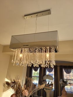 Crystal and chrome chandelier