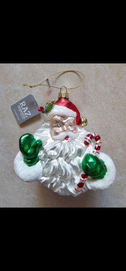 Tina Higgins Design Santa Claus Glass Hanging Ornament 