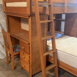 Twin Loft/bunk Bed  With Desk And Chair